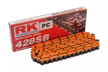 Задвижваща верига RK 428 SB/146 отворена с оранжев крепежен елемент - OR428SB-146-CL