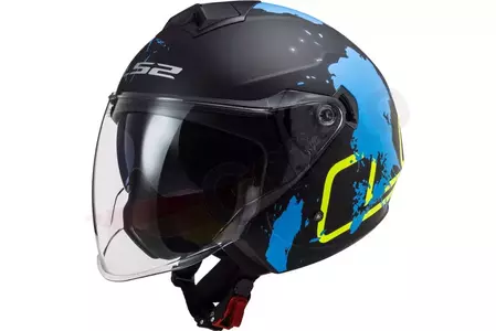 LS2 OF573 TWISTER II XOVER MATT BLACK BLUE L motorcykelhjelm med åbent ansigt-1