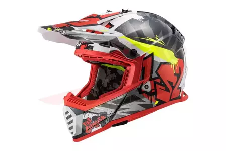 LS2 MX437 FAST EVO MINI CRUSHER BL.RED S casco de moto de enduro para niños-1