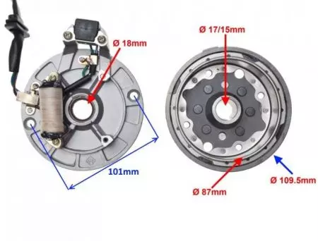 Vela de ignição + roda magnética Mini Pitbike MRF YX 140-7