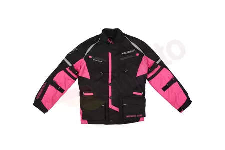 Modeka Tourex II Lasten moottoripyörätakki musta/vaaleanpunainen 152-1
