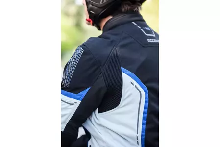 Modeka Khao Air tekstilinė motociklininko striukė juoda, pilka ir mėlyna M-3