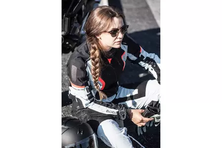 Modeka Khao Air Lady tekstil motorcykeljakke sort ask rød 38-3