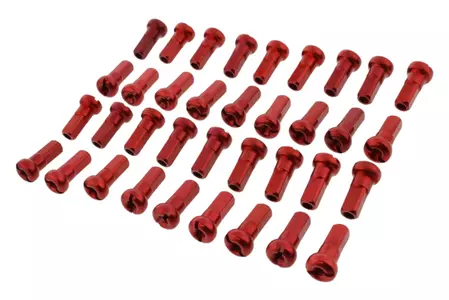 Červené hliníkové niple predných kolies JMP (36 ks)