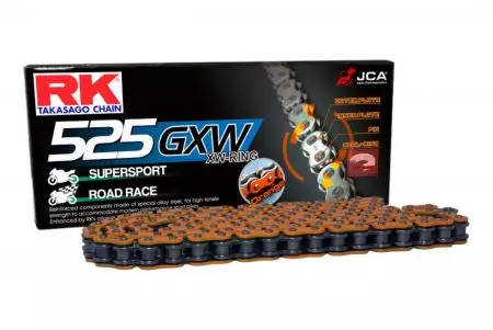 Łańcuch napędowy RK 525GXW XW-Ring pomarańczowy pojedyncze ogniwo - O525GXW-1-CLF