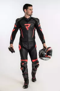Rebelhorn Casaco de motociclista em pele Rebel preto e vermelho 46-9