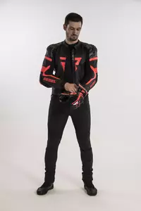 Rebelhorn Rebel chaqueta de moto de cuero negro / rojo 48-7
