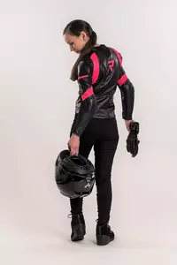 Casaco de motociclismo em pele Rebelhorn para mulher Rebel Lady preto e cor-de-rosa D32-6