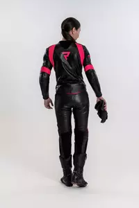 Casaco de motociclismo em pele Rebelhorn para mulher Rebel Lady preto e cor-de-rosa D32-7