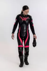 Casaco de motociclismo em pele Rebelhorn para mulher Rebel Lady preto e cor-de-rosa D32-8