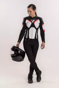 Rebelhorn Rebel Lady chaqueta de moto de cuero para mujer blanco, negro y rojo D32-5