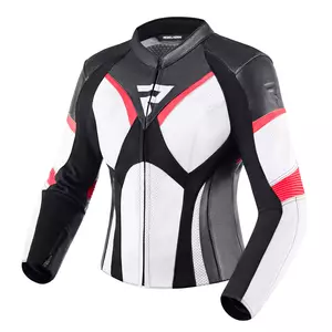 Rebelhorn jachetă de motocicletă din piele pentru femei Rebel Lady alb, negru și roșu D34-1