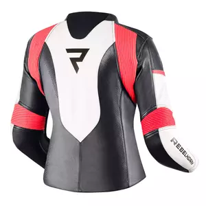 Rebelhorn jachetă de motocicletă din piele pentru femei Rebel Lady alb, negru și roșu D36-2