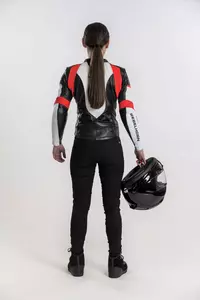 Дамско кожено яке за мотоциклет Rebelhorn Rebel Lady бяло, черно и червено D36-6