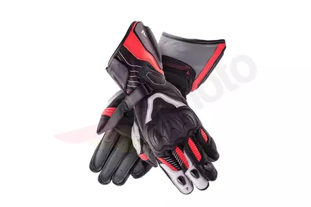 Дамски кожени ръкавици за мотоциклет Rebelhorn Rebel Lady черни, бели и червени DL - RH-GLV-REBEL-06-DL