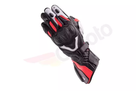 Mănuși de motocicletă din piele pentru femei Rebelhorn Rebel Lady negru, alb și roșu DM-2