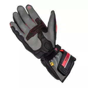 Rebelhorn ST Dlhé čierne/šedé/červené kožené rukavice na motorku L-3