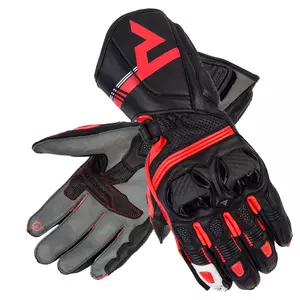 Rebelhorn ST Дълги черни/сиви/червени кожени ръкавици за мотоциклет M-1