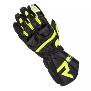 Rebelhorn ST Longs gants de moto en cuir noir-gris-jaune M-2