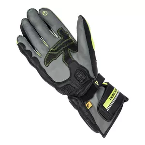 Rebelhorn ST Longs gants de moto en cuir noir-gris-jaune M-3