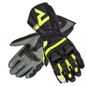 Rebelhorn ST Дълги черно-сиво-жълти кожени ръкавици за мотоциклет S - RH-GLV-ST-LG-27-S