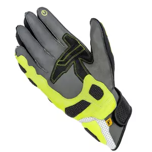 Rebelhorn ST Kratke usnjene motoristične rokavice črno-sivo-rumene M-3