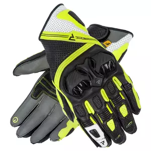 Rebelhorn ST Къси кожени ръкавици за мотоциклет черно-сиво-жълти XL-1