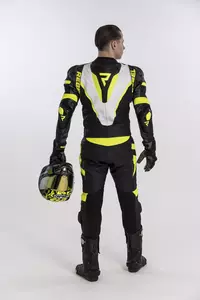 Calças de motociclista em pele Rebelhorn Rebel preto, branco e amarelo 58-4