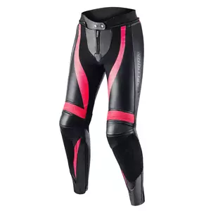 Pantaloni de motocicletă din piele pentru femei Rebelhorn Rebel Lady negru și roz D32-1