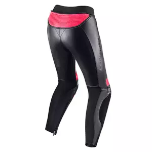 Calças de motociclismo em pele Rebelhorn para mulher Rebel Lady preto e cor-de-rosa D34-2