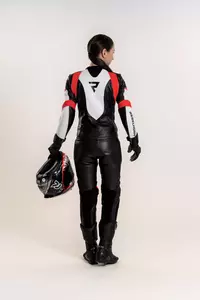 Rebelhorn sieviešu ādas bikses motociklam Rebel Lady melnas, baltas un sarkanas D36-4