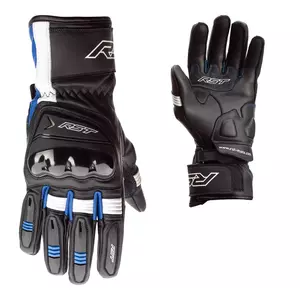 Mănuși de motocicletă din piele RST Pilot negru/albastru/albastru/alb M-3