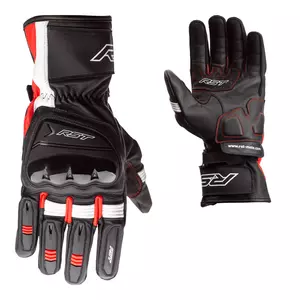 RST Pilot μαύρα/κόκκινα/λευκά δερμάτινα γάντια μοτοσικλέτας L-3