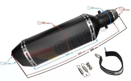 Dušilec zvoka - izpušni sistem za motorna kolesa, univerzalni, črn-2