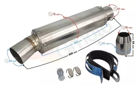 Dušilec zvoka - izpušni sistem za motorna kolesa, univerzalni, jekleni-2