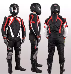 L&J Rypard Tromso giacca da moto in tessuto nero/bianco/rosso L-3