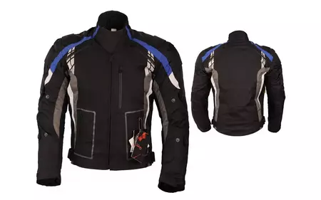 L&J Rypard Hyper sort/blå motorcykeljakke i tekstil L-1