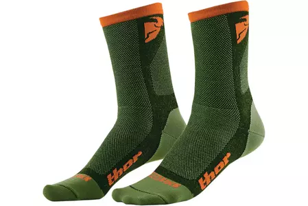 Thor Dual Sport S6 ponožky zelené/oranžové 10-13 - 3431-0282