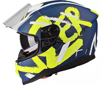 Capacete integral de motociclista Lazer Rafale Street Azul-marinho amarelo Fluo branco mate XS-3