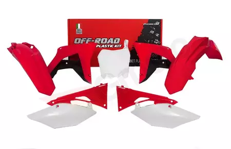 Racetech Honda CRF 450R 17-18 plastmasas komplekts balts sarkans ar plāksnīti un filtra vāku - CRF-OEM-599