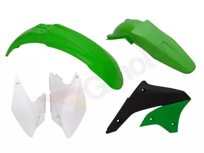 Plastik Komplett Kit Racetech weiß grün schwarz - KLX-OEM-497