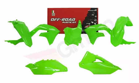 Racetech plastični kit Kawasaki KXF 450 19 fluo zelena s ploščo - KXF-VF0-599