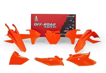 Conjunto de plástico laranja Racetech com tampa de filtro com placa - KTM-AR0-185