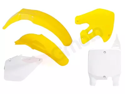 Kit plastique Racetech Suzuki RM 125 250 98-00 jaune blanc avec plaque - RM0-OEM-501