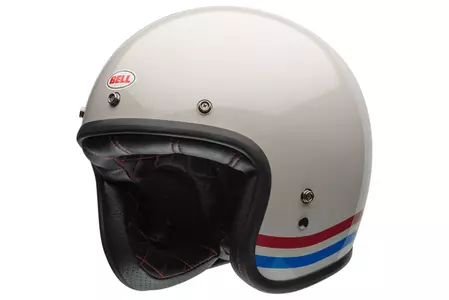 Bell Custom 500 dlx stripes pearl white motorcykelhjelm med åbent ansigt M - C500-DLX-STR-90-M