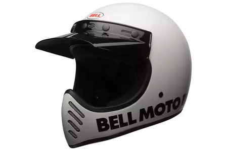 Cască de motocicletă Bell Moto-3 clasic alb M enduro albă - MOTO3-CLA-90-M