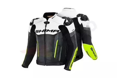 Shima Bandit Jacket Leder Motorradjacke weiß schwarz fluo 58-3