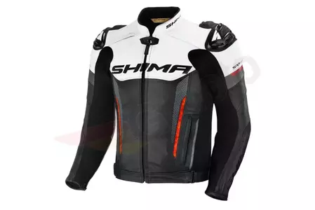 Shima Bandit Jacket usnjena motoristična jakna črno-bela in rdeča 48-1