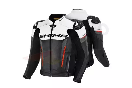 Shima Bandit Jacke Leder Motorradjacke schwarz weiß und rot 48-3