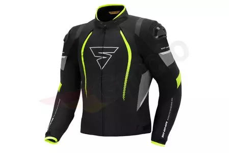 Shima Solid Jacket tekstil motorcykeljakke sort grå fluo XL-1